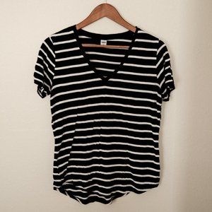Old Navy Luxe V Neck-Black and White Striped